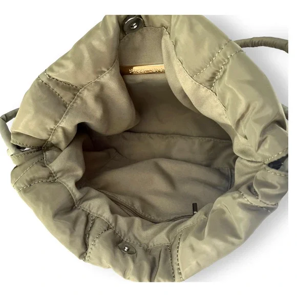 STREET LEVEL Hourglass Quilted Puffy Tote Shoulder Bag | Army Green NWT - Picture 4 of 9